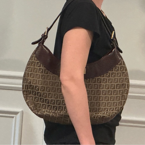 Fendi Brown Zucchino Canvas Hobo Bag - Picture 10 of 13
